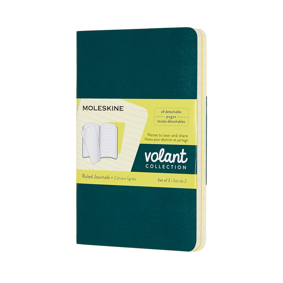 Set de 2 libretas de bolsillo verdes y amarillas hoja rayada pasta suave