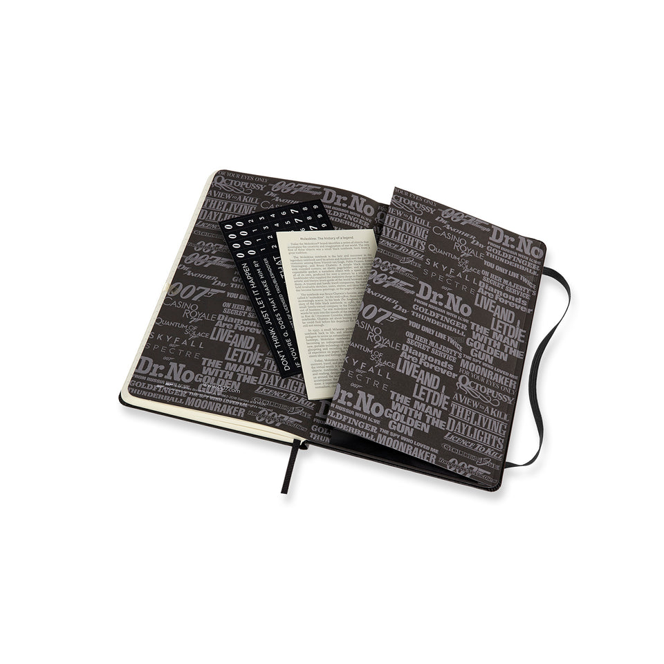Libreta James Bond grande negra hoja rayada pasta dura