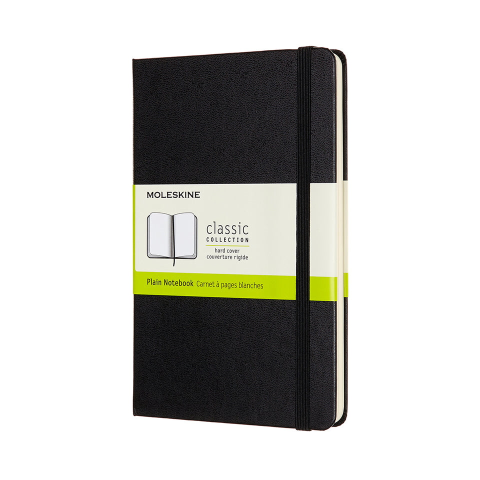 Libreta clásica mediana negra hoja blanca pasta dura