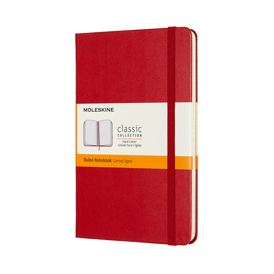 Libreta clásica mediana roja hoja rayada pasta dura