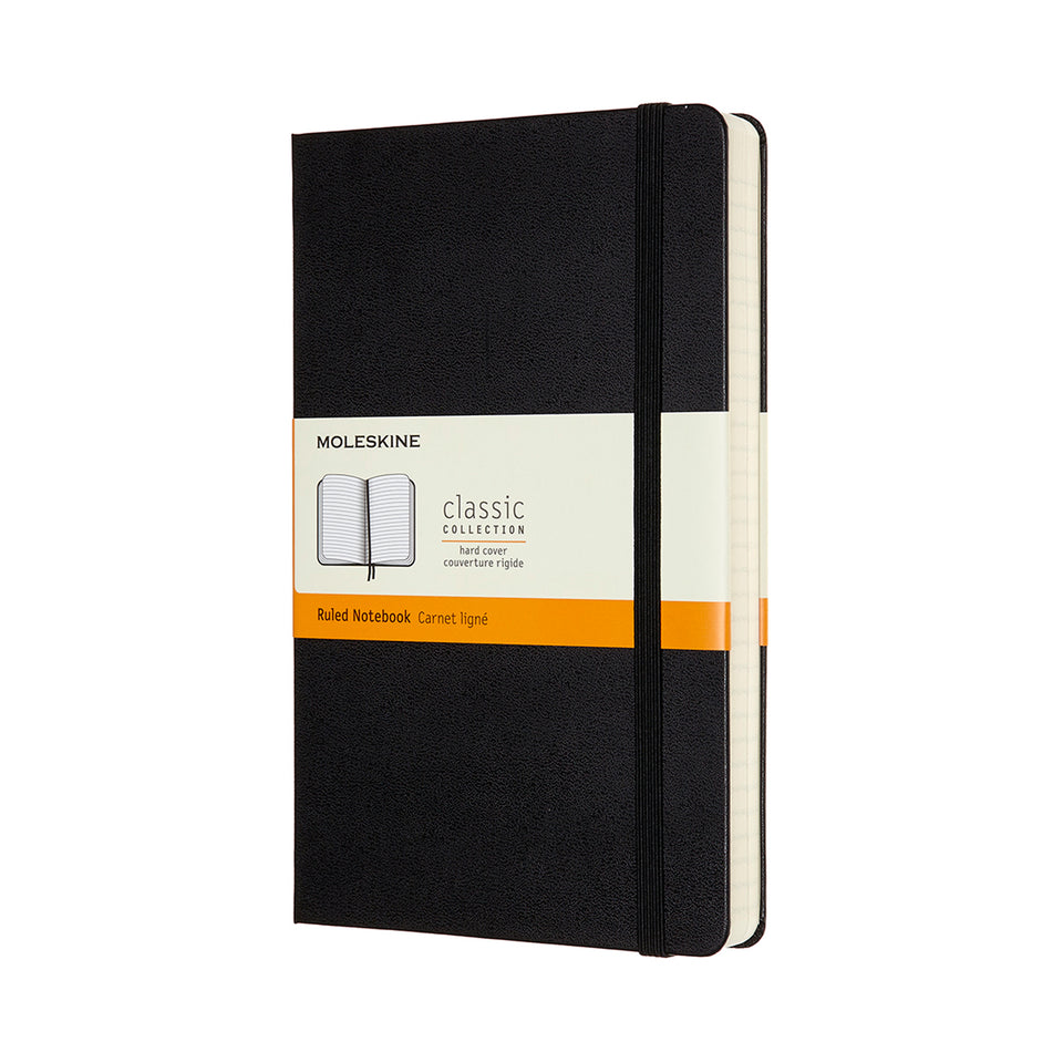 Libreta clásica expandida grande negra hoja rayada pasta dura