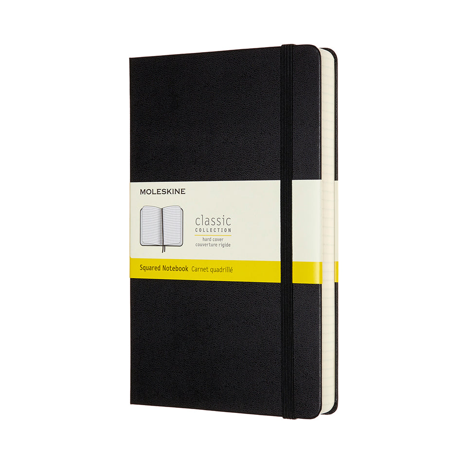 Libreta clásica expandida grande negra hoja cuadriculada pasta dura