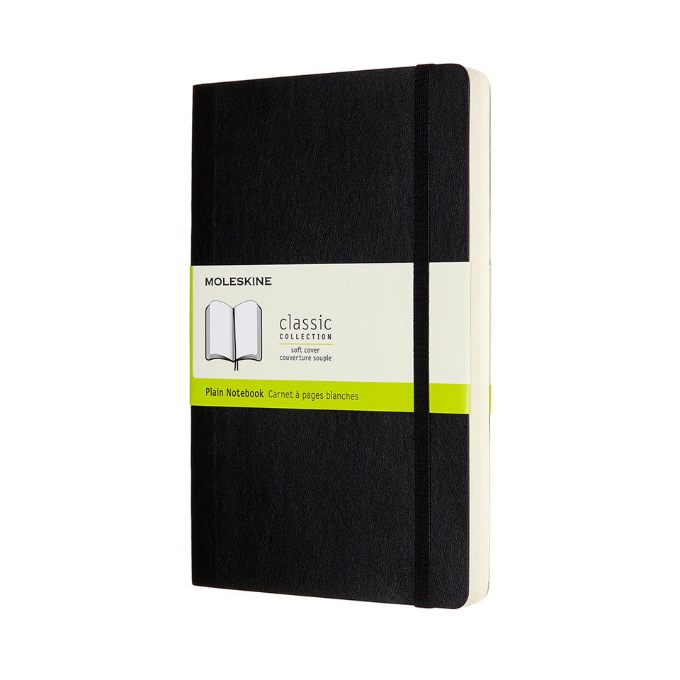 Libreta clásica expandida grande negra hoja blanca pasta suave