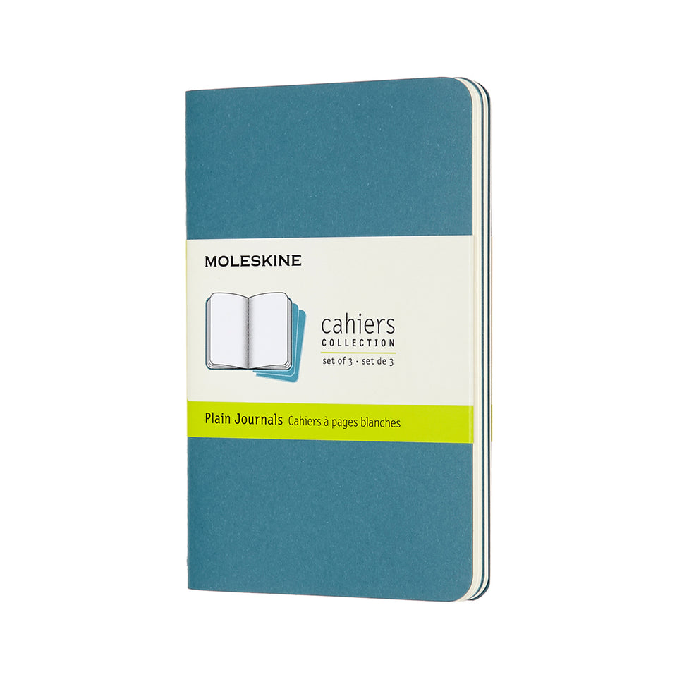 Set de 3 libretas de bolsillo azul enérgico hoja blanca pasta suave