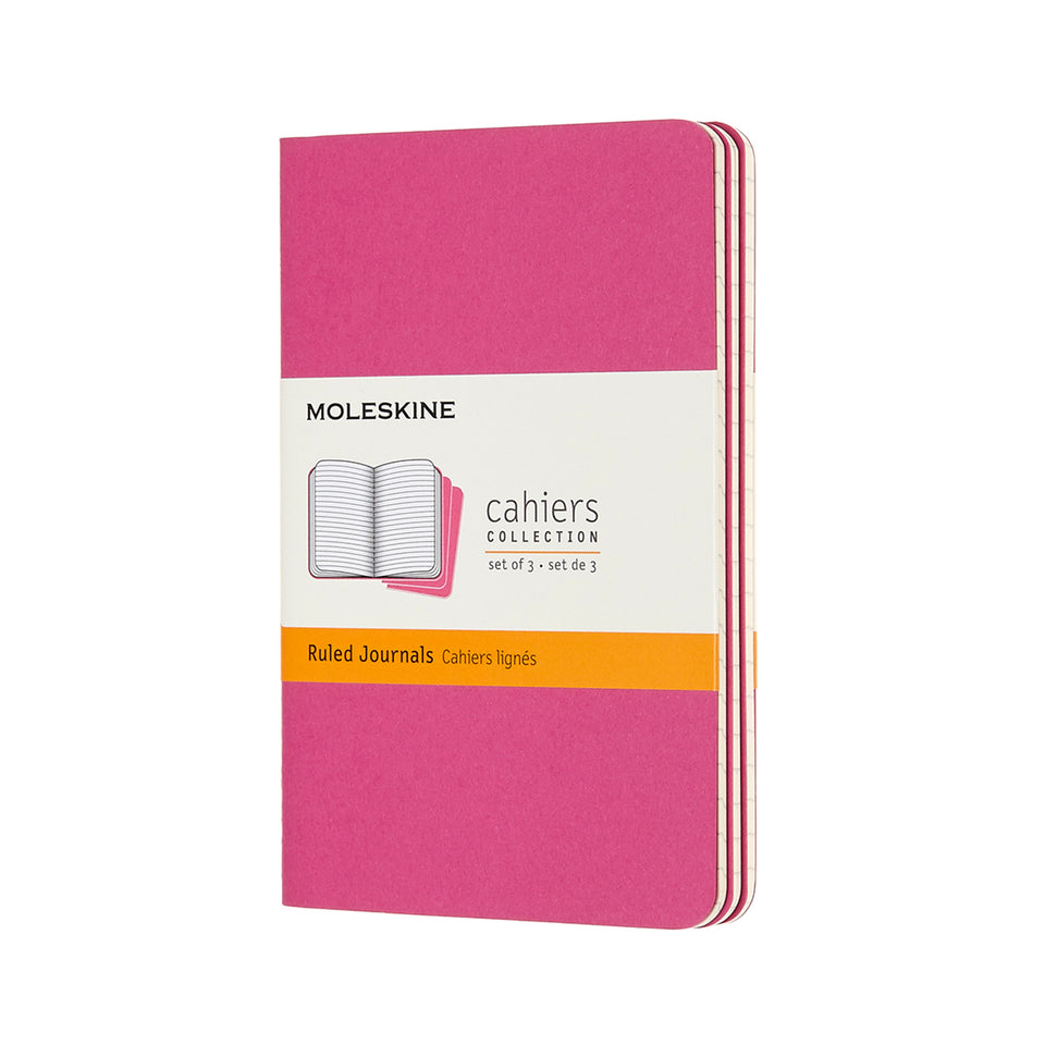 Set de 3 libretas de bolsillo Rosa Cinético hoja rayada pasta suave