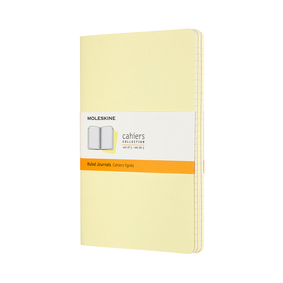 Set de 3 libretas grandes amarillas hoja rayada pasta suave