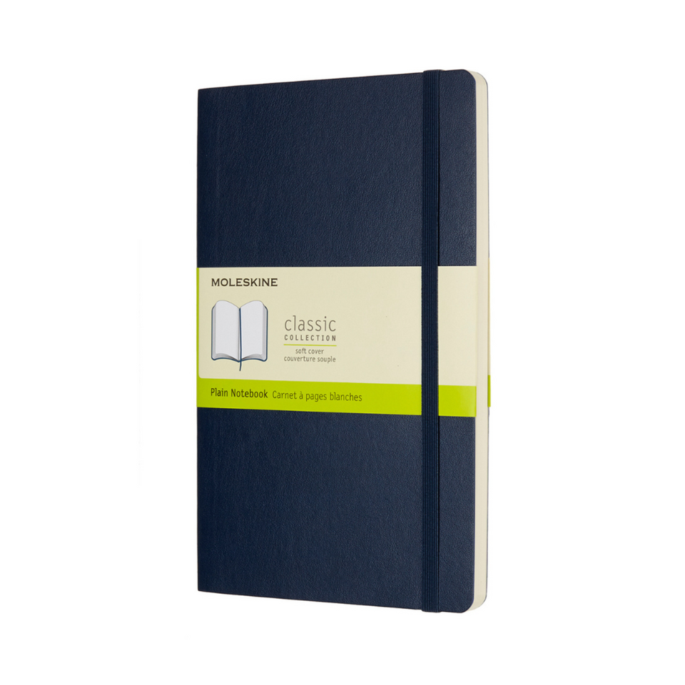 Libreta Clásica Grande Azul Zafiro Hoja Blanca Pasta Suave