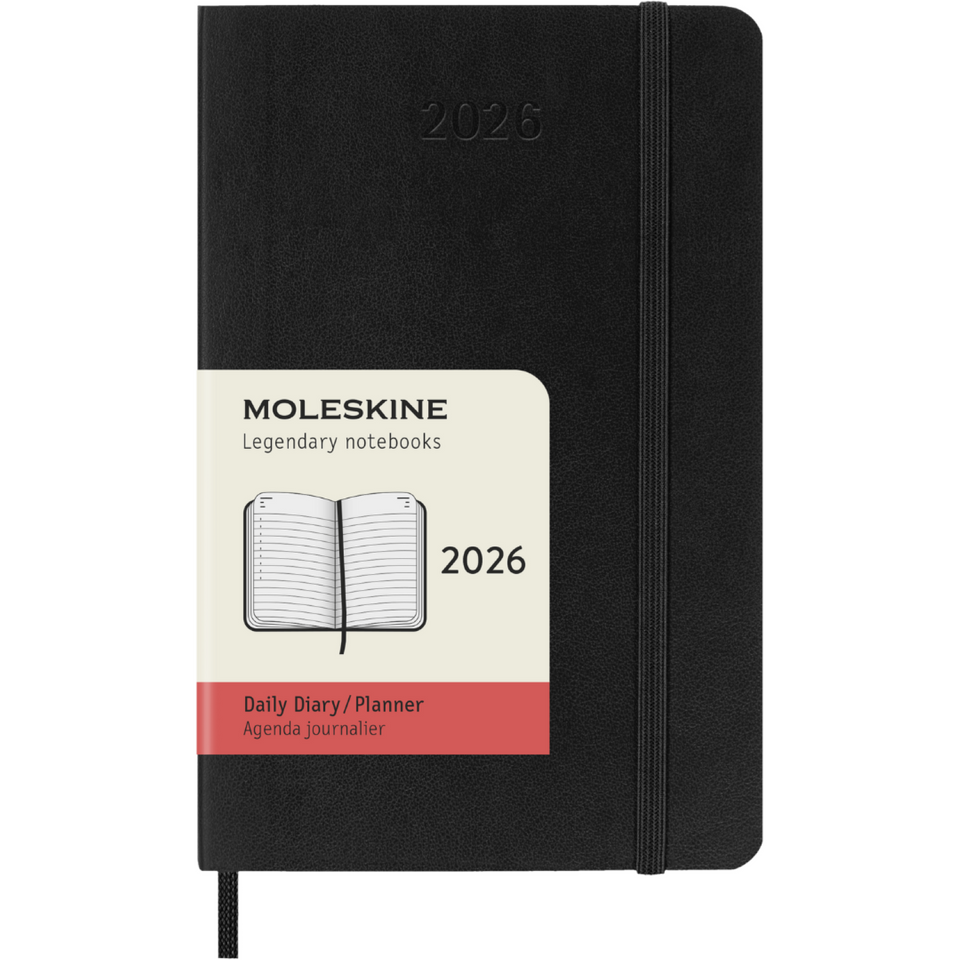 Agenda 2026 Bolsillo Negra Diaria Pasta Suave