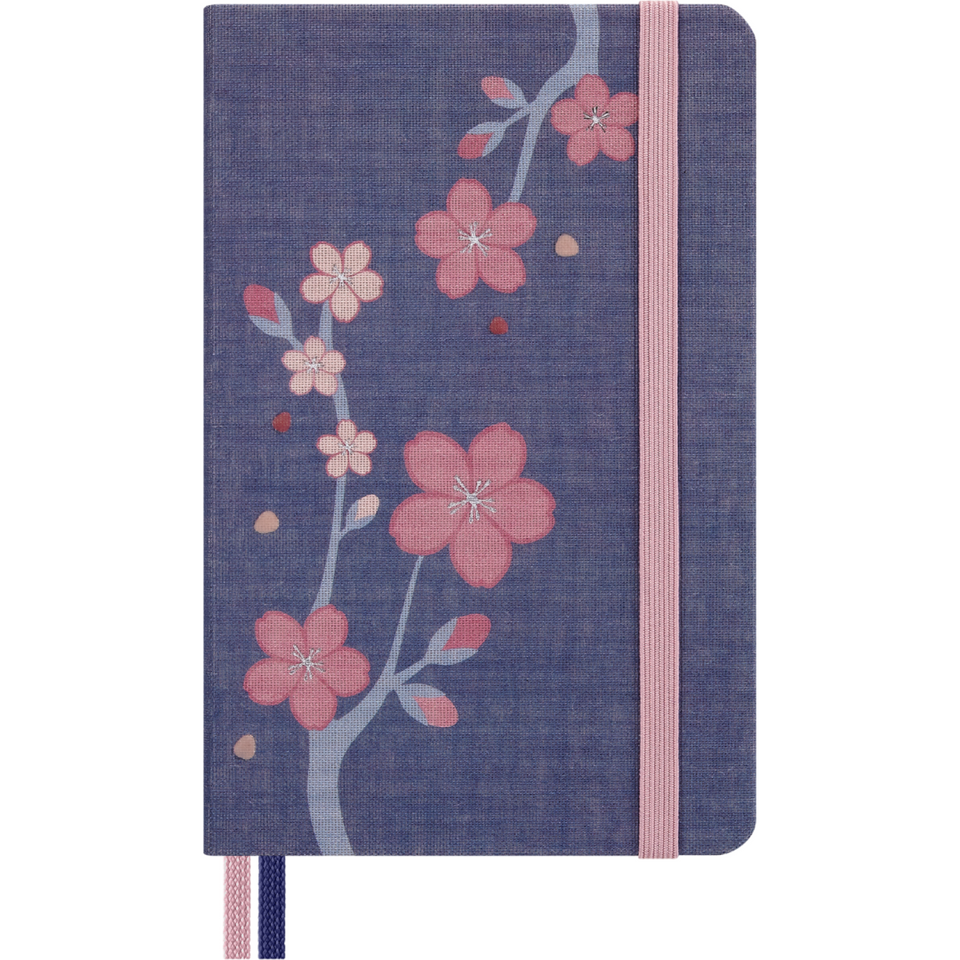 Libreta Sakura Azul Bolsillo Hoja rayada Pasta Dura