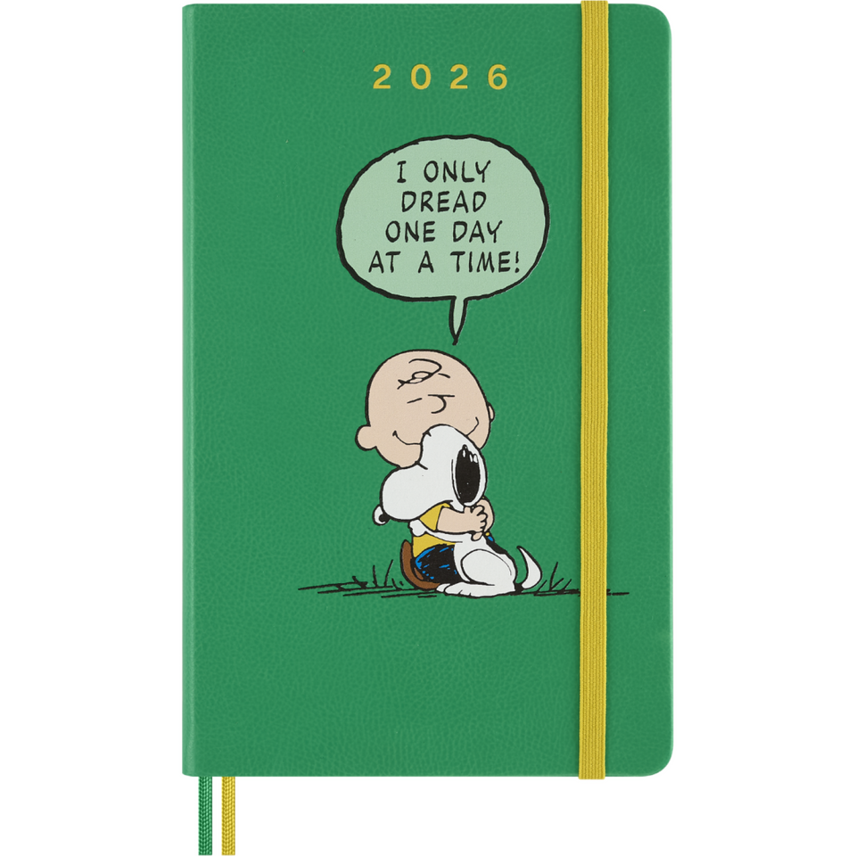 Agenda 2026 Grande Peanuts 'Charlie & Snoopy' Verde Diaria Pasta Dura