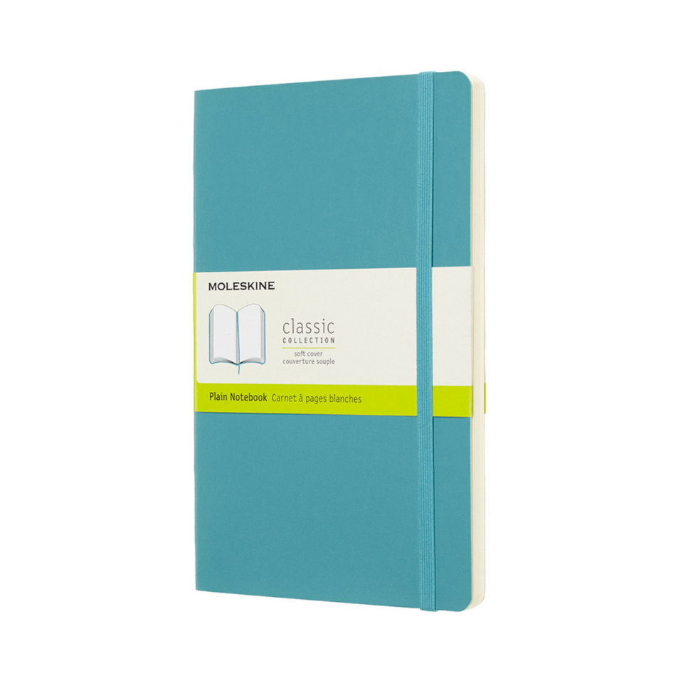 Libreta Clásica Grande Azul Arrecife Hoja Blanca Pasta Suave