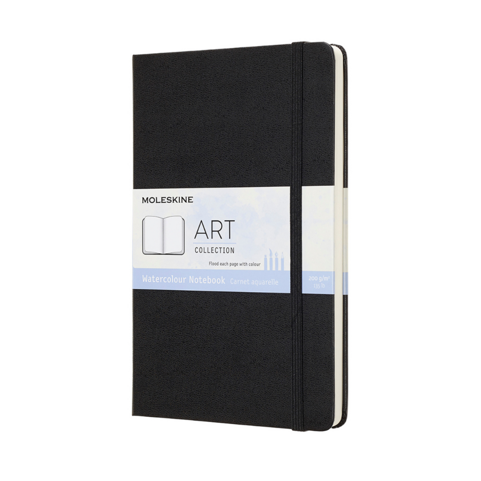 Libreta Acuarela Grande Negra Hoja Blanca Pasta Dura