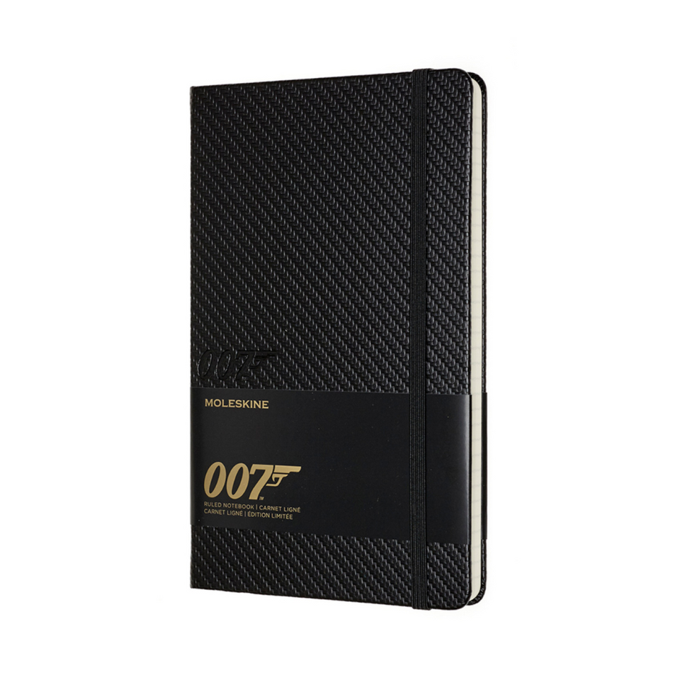 Libreta James Bond grande negra carbón hoja rayada pasta dura