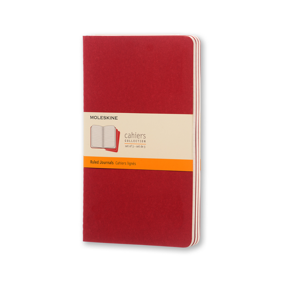 Set Cahier 3 libretas Grandes Rojas Hoja Rayada Pasta Suave