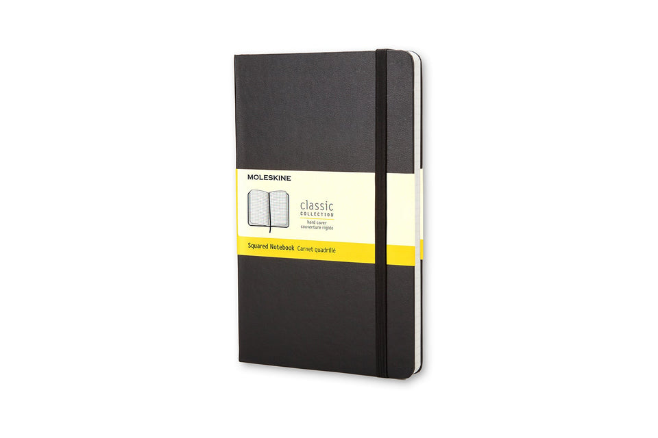 Libreta clásica grande negra hoja cuadriculada pasta dura