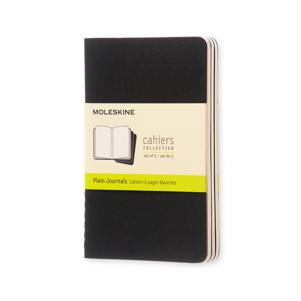 Set Cahier 3 libretas Bolsillo Negras Hoja Blanca Pasta Suave