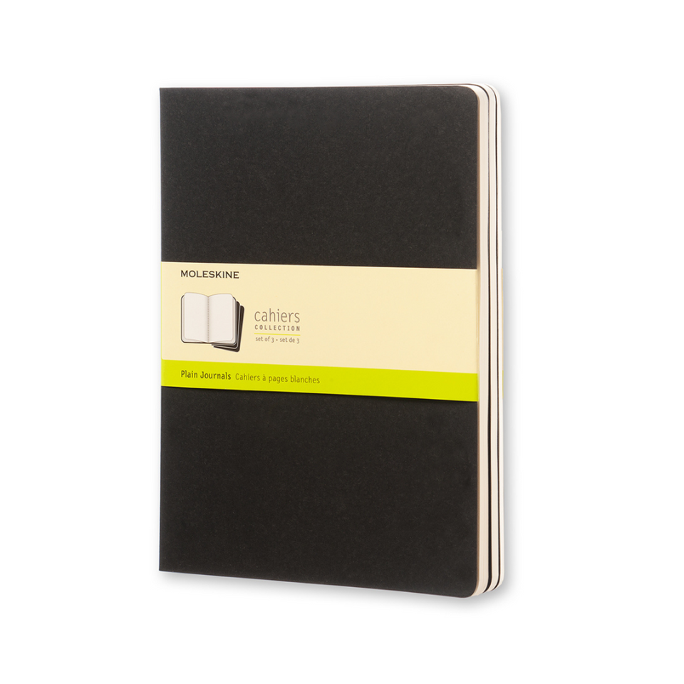 Set Cahier 3 libretas Extra Grandes Negras Hoja Blanca Pasta Suave