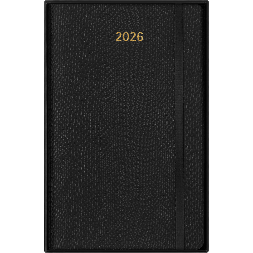 Agenda 2026 Grande de Piel Vegana Negra Pasta Suave