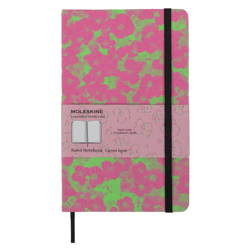 Libreta Fluorescente rosa con verde Grande Hoja Rayada Pasta Dura