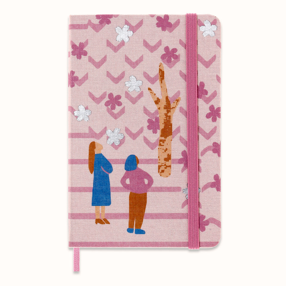 Libreta Sakura pareja de bolsillo rosa hoja rayada pasta dura