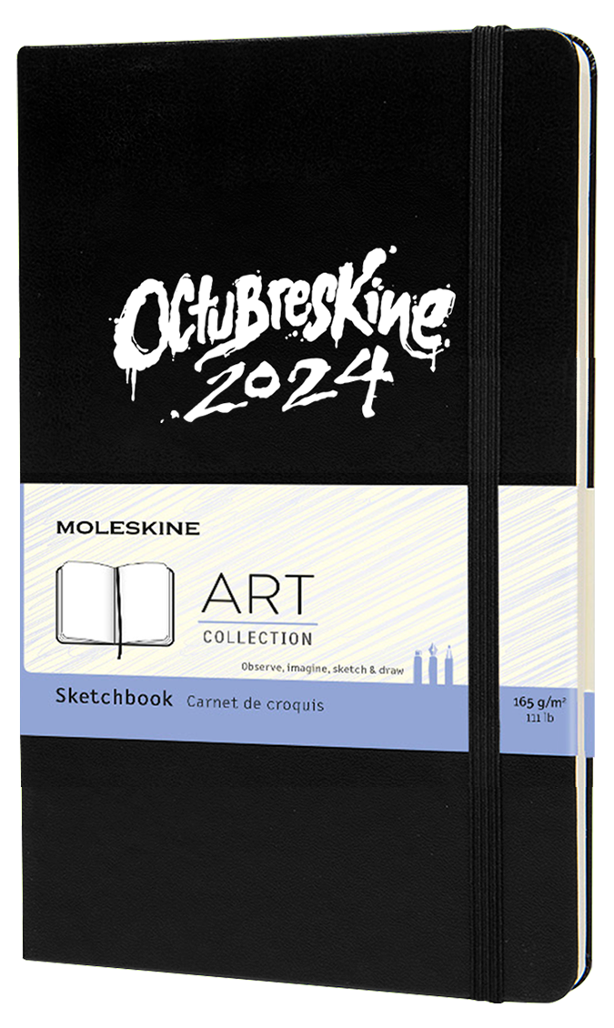 Sketchbook Octubreskine 2024 Grande Negro Hoja Blanca Pasta Dura