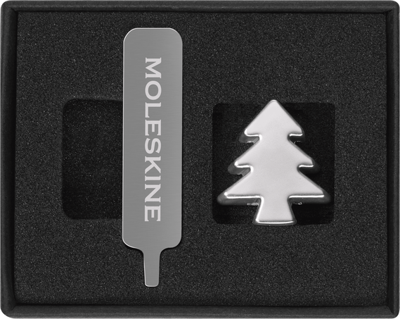 Pin Moleskine plateado árbol navideño