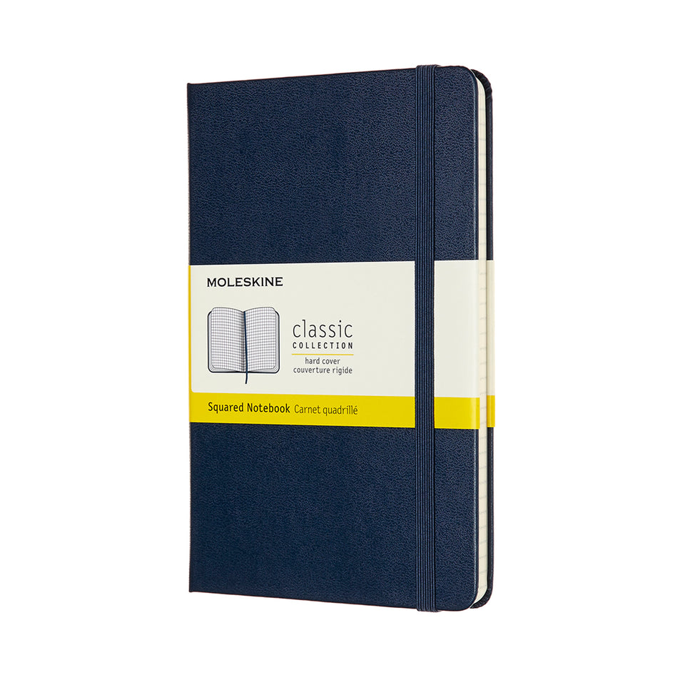 Libreta clásica mediana azul zafiro hoja cuadriculada pasta dura