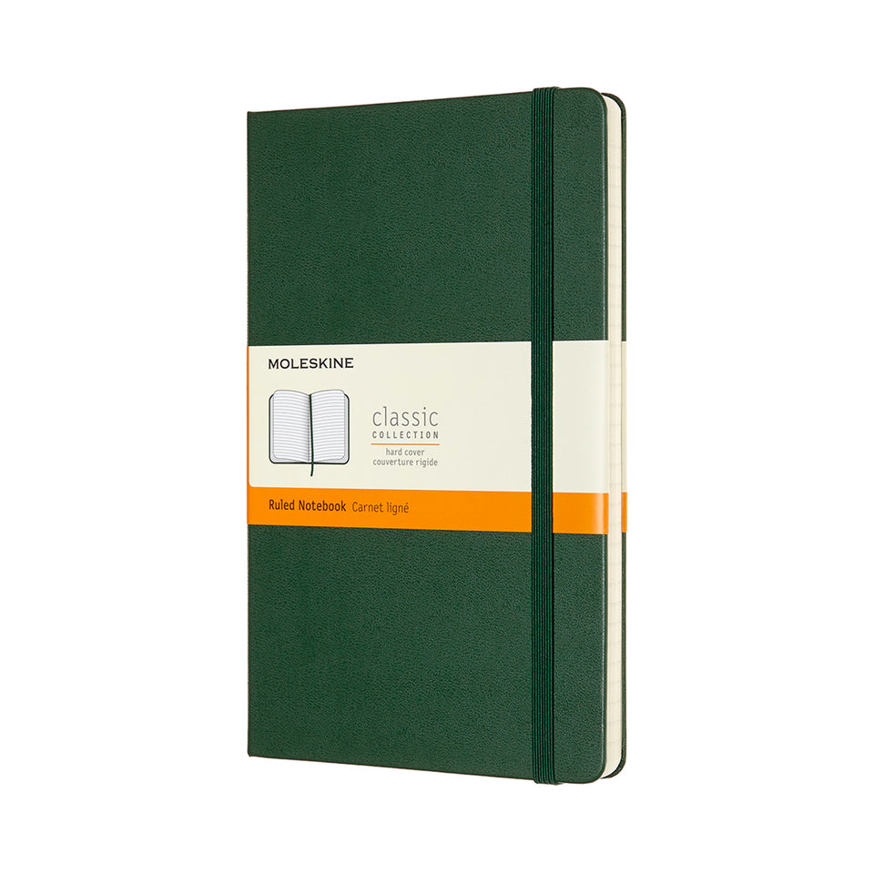 Libreta clásica grande verde mirto hoja rayada pasta dura